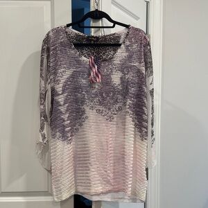 Stylish Women's Top in Purple and White
